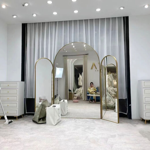 Yusenyi arched bridal shop fitting mirror, ultra-white mirror, beauty mirror, fitting mirror, three-way mirror, 30% off stackable full-body floor-standing mirror, single-way mirror with separate connection, no other