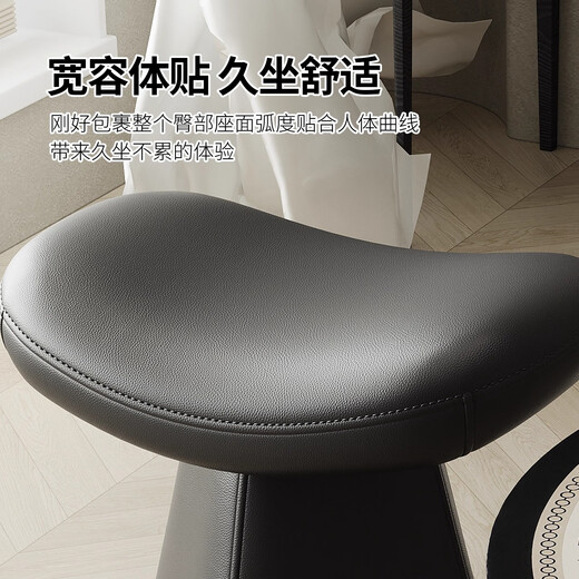 Candle makeup chair, home cloakroom, high-end dressing table, special stool for girls' bedroom, rotating shoe changing sofa stool, black (thick microfiber leather + full solid wood frame)