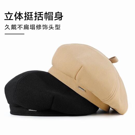 Catman beret women's autumn and winter Korean version versatile painter's hat Japanese retro big head circumference showing face small bud hat