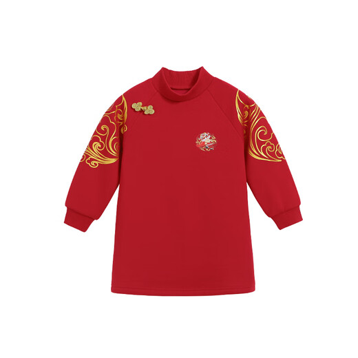 Classic Teddy Classic Teddy Girls' Velvet Skirt Children's Dress Middle Children's Clothes Thickened Long Skirt New Year's Eve Clothing Red 120