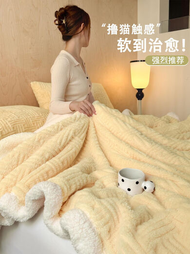 Fantasy Winter Thick Sofa Cover Blanket Air Conditioned Office Nap Blanket Lamb Velvet Small Blanket Coral Velvet Blanket Lunch Break Soft-Glacier Gray Class A Maternal and Infant Grade Long-term Use and No Shedding Double Blanket 200*230cm Thickened Upgraded Multi-Function