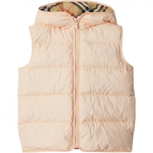BURBERRY Down Vest FW24 Solid Color Hooded Plaid Sleeveless Vest Light Pink Children's Style Light Pink One Size 10Y