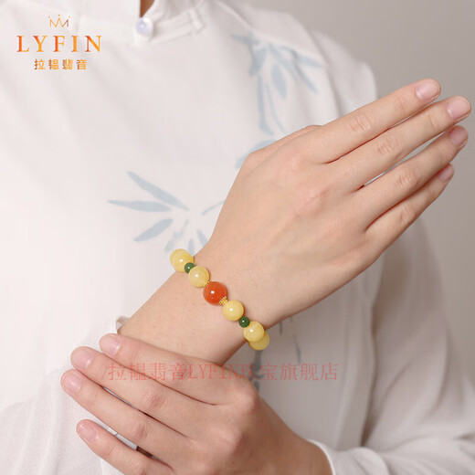 Layun Feiyin natural authentic beeswax bracelet amber raw ore Russian material chicken oil yellow honey single circle bracelet gift for female couple raw ore Russian material 8mm