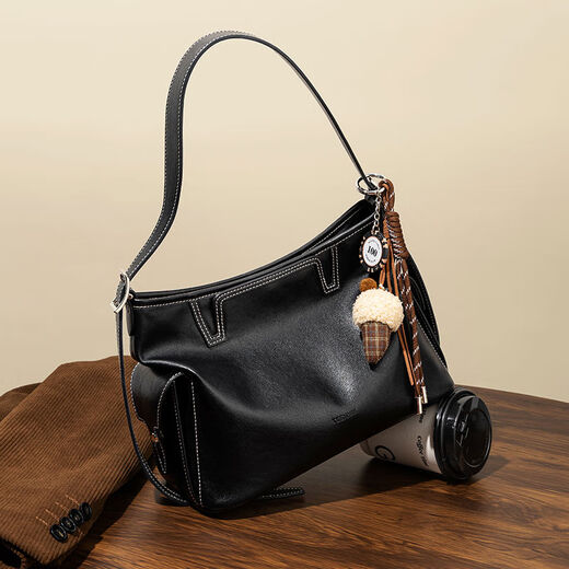 Cowhide Tote Bag for Women 2025 New Versatile Shoulder Crossbody Bag Commuting Soft Leather Large Capacity Bucket Bag Black Large 34*11*26 Points 5cm
