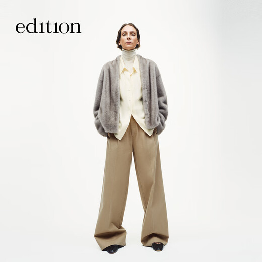 Edition Plush Jacket Women's 2025 Winter New Light Luxury Thousand Gold Style Imitation Rabbit Fur Eco-Friendly Fur Jacket Stone Gray M