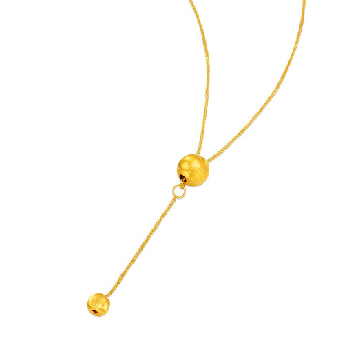 Beijing Gold Trading Center Co., Ltd. 18k gold gold necklace round ball beads tassel clavicle chain necklace birthday Valentine's Day gift for girlfriend and wife about 1g