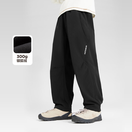 Zuoxi Boys Thickened Pants Winter 2025 New Children's One-piece Velvet Soft Shell Overalls Trousers Black 150