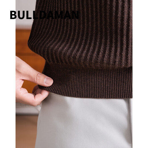 BULLDAMAN old money style Henry collar sweater for men 2025 autumn and winter mulberry silk wool sweater black XL