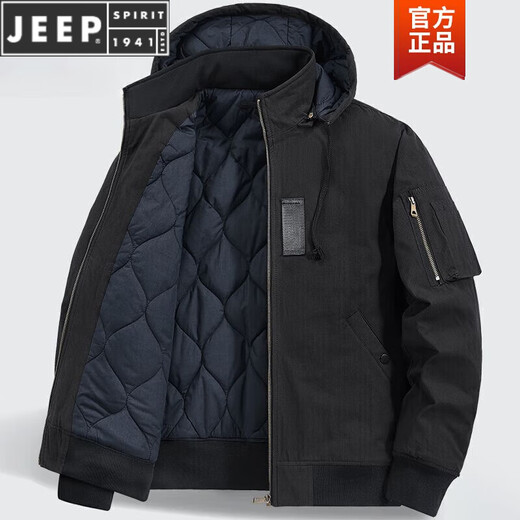 JEEP SPIRIT pure cotton coat men's autumn and winter loose large size workwear thickened American retro hooded jacket cotton jacket for men Khaki M Recommended 100Jin Jin is equal to 0.5kg -115Jin Jin is equal to 0.5kg