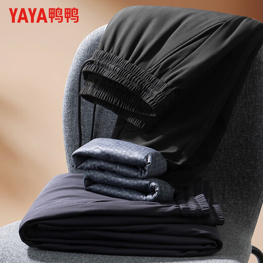 Yaya (YAYA) goose down down pants men's straight thick style warm casual autumn and winter young and middle-aged fashion trousers 912 black XL