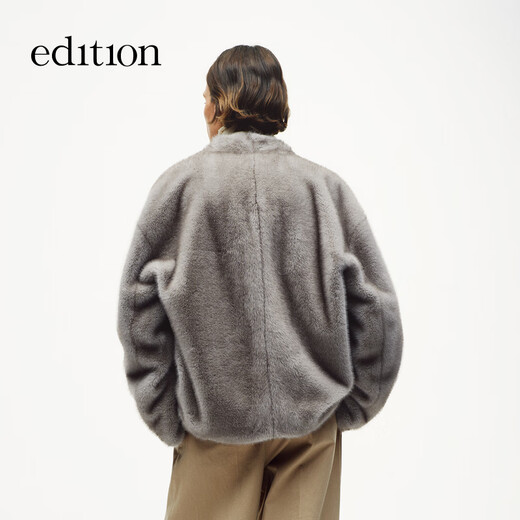 Edition Plush Jacket Women's 2025 Winter New Light Luxury Thousand Gold Style Imitation Rabbit Fur Eco-Friendly Fur Jacket Stone Gray M