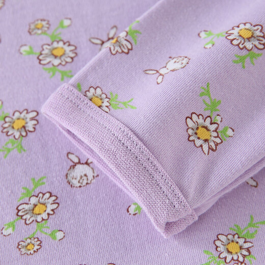 红豆儿童纯棉内衣套装男女童秋衣秋裤秋冬保暖低领棉毛衫M1170浅紫150