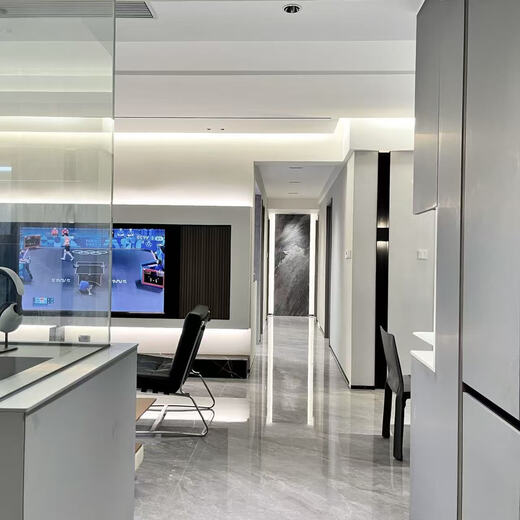 Modern black and white gray decoration design, simple and modern, Zhaoqing decoration company, Huaxun decoration full package repair