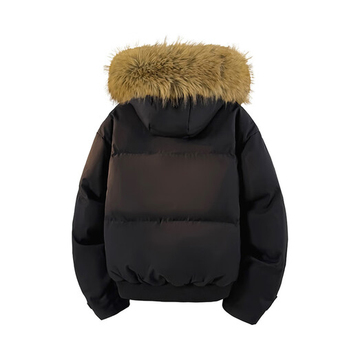 VUUG fur collar cotton clothes for men and women winter 2025 new thickened work clothes parka cotton coat men's cotton jacket black L