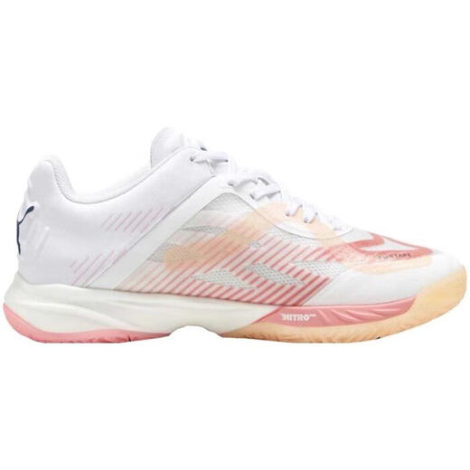 PUMA women's indoor sports shoes, high response cushioning, quick start, flexible support, white upper white (white / mix) 37.5