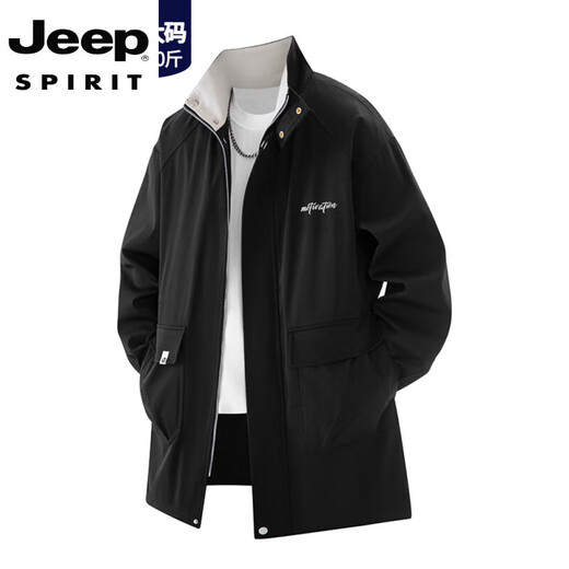 JEEP SPIRIT大码风衣外套男中长款2025春秋季新款休闲宽松夹克胖子加肥加大码 8808款卡其 5XL