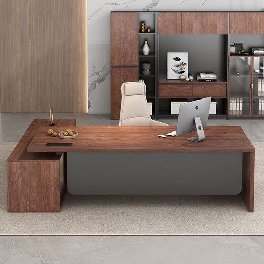 Solid wood boss desk with side cabinets North American black walnut president desk law firm office executive desk pine single table 180*80 thick 4.5cm
