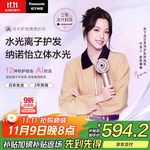 Panasonic Ouyang Nana's same flower core hair dryer household high-speed hair dryer does not hurt hair Nanoyi water light ion care gift for girlfriend EH-JNW6A
