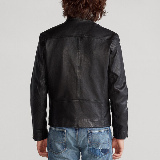 RALPH LAUREN Ralph Lauren Solid Color Stand Collar Zipper Motorcycle Jacket Leather Jacket Men's Black Black M