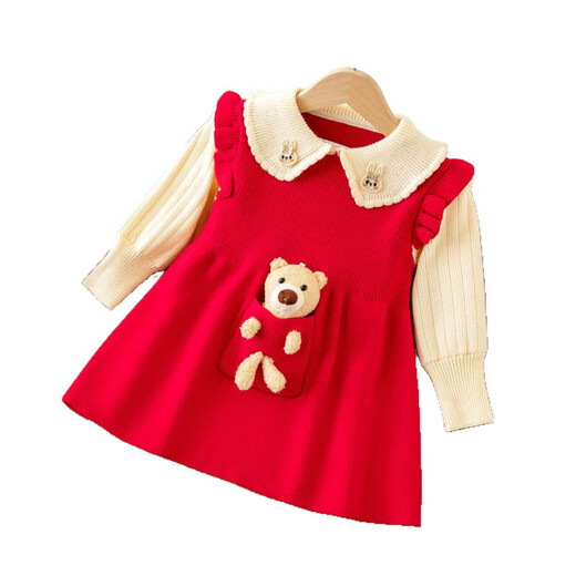 Girls' dresses, baby girls' clothes, early autumn children's autumn clothes, fashionable little girls' princess dresses, autumn long sleeves, spring and autumn, pink velvet 110 cm