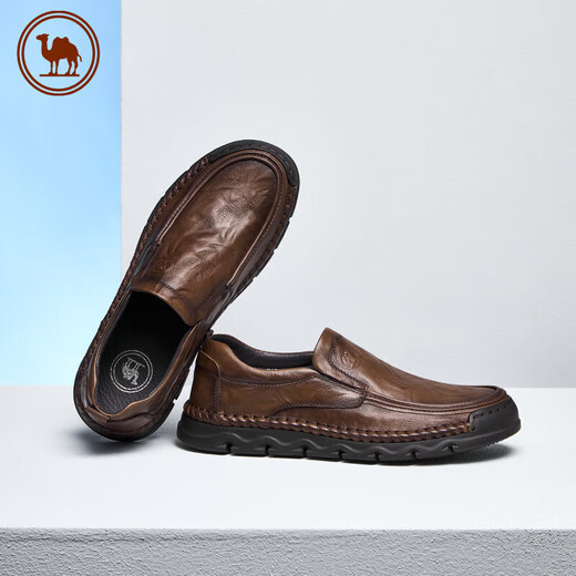 Camel casual leather shoes men's business cow leather soft sole comfortable slip-on men's shoes P15A297013 light brown 42
