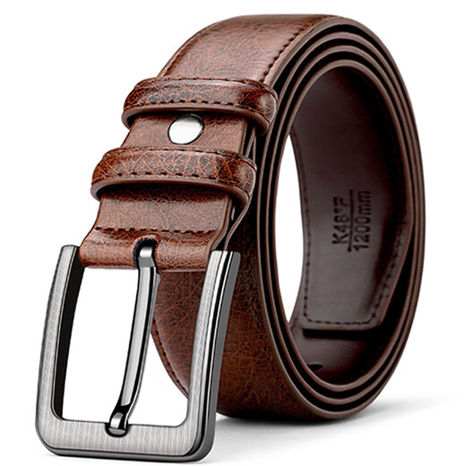 Fat Donglai same style genuine leather belt first layer cowhide men's retro pin buckle business casual belt quality selected cowhide brown 3.5cm wide (+ puncher) cowhide 110cm