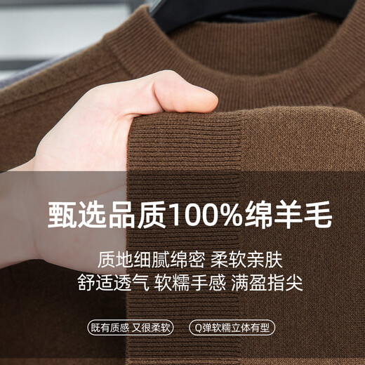 Golden Rabbit high-end half turtleneck 100 pure wool sweater for middle-aged men worsted double-ply thickened warm sweater winter base layer Geshanglan XL /175