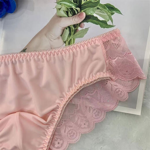 New silky sexy close-fitting thong men's lace men's daily wear healthy and comfortable sexy underwear pink M recommendation 80100Jin Jin equals 0.5 kg