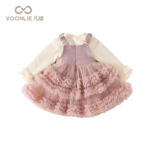 Fanhunting girl's dress winter style children's princess plus velvet suspender skirt baby girl's one-year-old dress winter pink/excluding accessories bag 100 cm