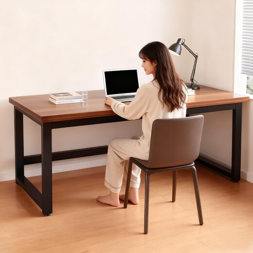 Zhuobo Computer Desk Solid Wood Core Desk Study Desk Home Desk Gaming Desk Long Table BZ35 Walnut Color 1.4m