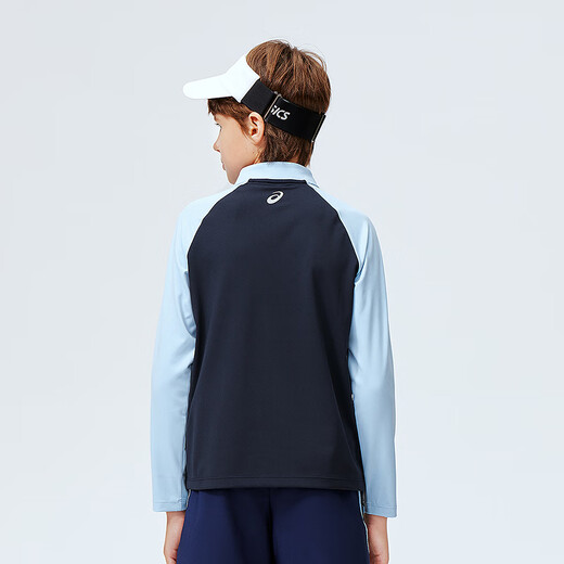 ASICS children's 2026 new half turtleneck logo long-sleeved contrast color quick-drying T-shirt is comfortable and versatile 331261002408