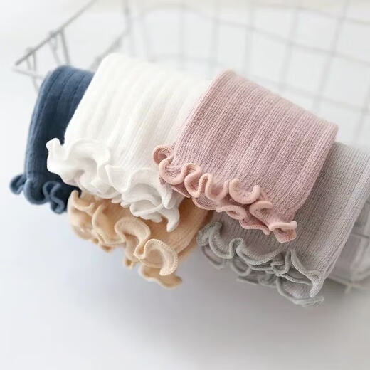 Long-staple cotton does not tighten the legs. Baby stockings over the knee, autumn and winter, 0-3 months, long-leg socks, fungus edge, spring and autumn, khaki + white + gray, 3 pairs, 0-1 years old