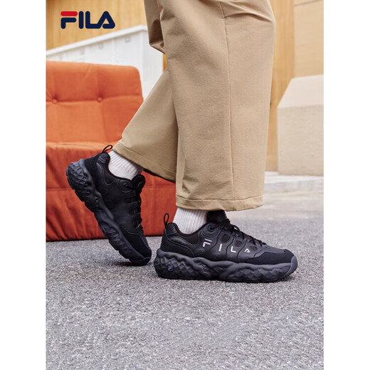 FILA autumn and winter muffin shoes plus velvet men's shoes dad shoes sneakers 2025 winter new warm thick-soled casual shoes black-BK 39