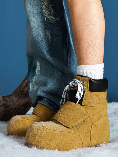 Bottes de neige 2025 hiver bottes Martin polyvalentes à semelles épaisses pour hommes et femmes chaussures de couple bottes de ski épaisses résistantes au froid et chaudes jaune 36 36