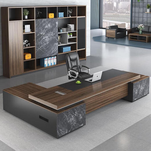 Simple modern boss desk, president desk, stylish and elegant manager desk, single desk and chair combination, executive desk, 1.8 meters luxury double cabinet (installation not included in urban pick-up)