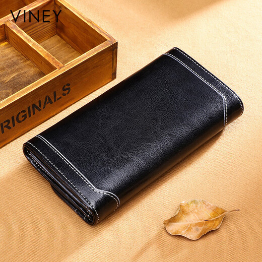 Viney cowhide wallet women's long large capacity multi-card slot clutch bag light luxury student coin purse women's wallet wallet card bag