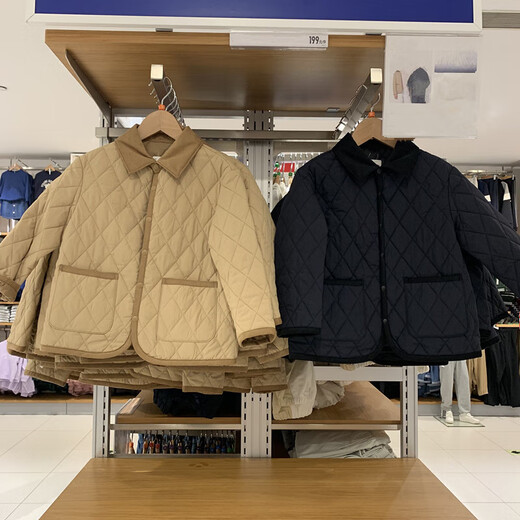 Xiaohongshu Yunjinshang YUN daily single children's clothing boys and girls autumn and winter quilted shirt-style jacket cotton jacket rhombus jacket dark beige 150 cm