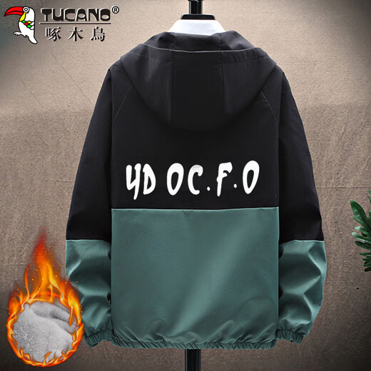 Woodpecker (TUCANO) Jacket Men's Autumn and Winter Work Jacket Men's Korean Style Casual Loose Handsome Men's Clothing Black Gray Velvet XL