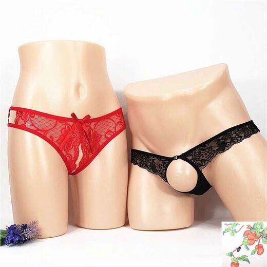 Couple underwear room fun large size hollow thong men and women open crotch pants couple suit sexy free white + red see details