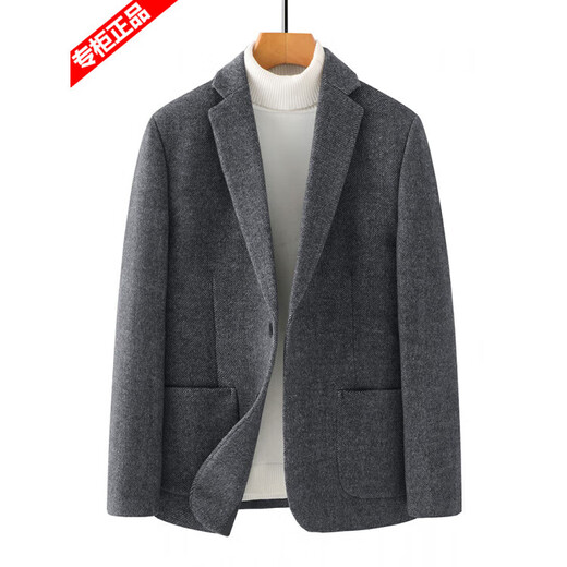 AX Armani wool suit woolen coat men's autumn and winter short woolen coat single suit black gray M size 170