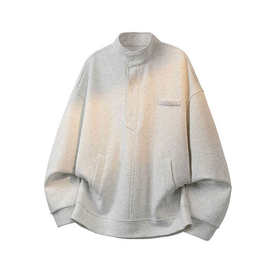 Jingyan selects American Henry collar long-sleeved POLO shirt for men in spring and autumn trendy loose heavyweight sweatshirt Korean design white floral gray M M95-115Jin Jin is equal to 0.5 kg