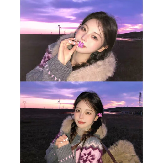 Harudi Tian Xiwei's same vintage Fair Isle sweater women's coat 2025 winter new fur collar zipper knitted cardigan gray regular one size fits all (90-120Jin Jin equals 0.5 kg)