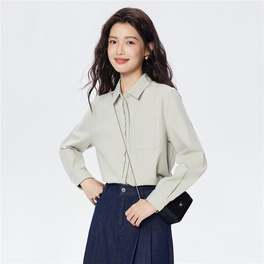 Giordano long-sleeved shirt for women pure cotton flannel double door pocket casual commuting shirt for women 05345881
