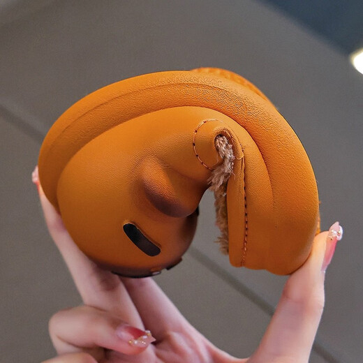 Yipinda Kapibara children's cotton slippers, autumn and winter waterproof velvet heel for boys and girls, indoor and outdoor cute cartoon home shoes, size 28/29, inner length of the shoe 17CM, suitable for feet 16CM