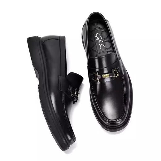 SATCHI men's shoes new style genuine leather breathable and wear-resistant business formal leather shoes casual commuting slip-on fashionable loafers black 43