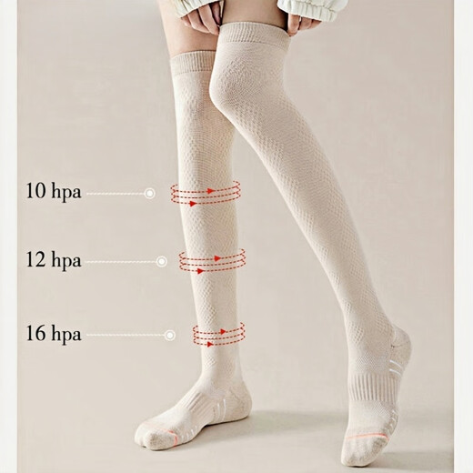Over the knee running socks compression sports slimming compression long calf thigh fitness marathon badminton M individually packaged white 1 pair