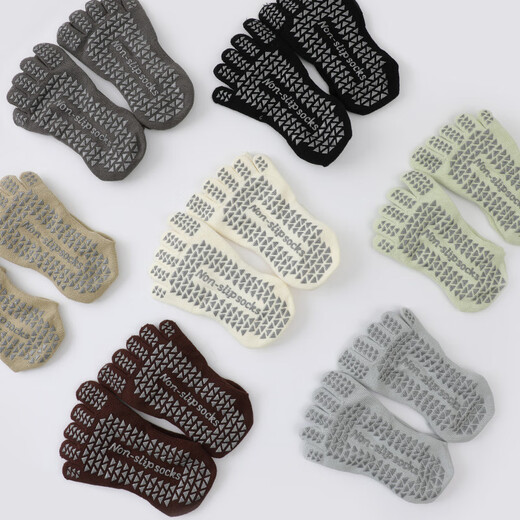 Duofanlian Pilates Five Finger Yoga Socks Anti-slip Adult Indoor Sports Socks Calf Pressure Socks Autumn and Winter Floor Socks Black One Size