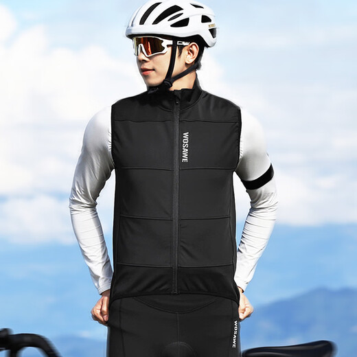 Wasavi Road Bicycle Autumn and Winter Fleece Warm Vest Vest Outdoor Windproof Cycling Jacket Top Men's Sufengshi Sapphire Blue Vest Comfortable and Warm_Slim Fit M