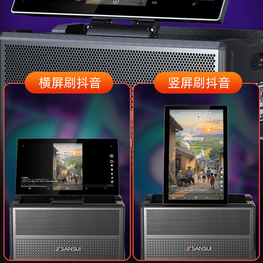 SANSUI Home KTV Audio-Set Singing Home Outdoor Square Dance Video Audio Verstärker Karaoke All-in-One-Maschine K Song Spezialausrüstung Desktop-Bluetooth-Lautsprecher Subwoofer E30+ Halterung Trolley-Tasche vier Bass 34 Lautsprecher