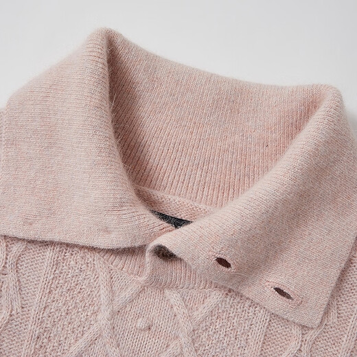 Teenie Weenie contains rabbit fur + wool bear girl retro cable knit sweater 25 autumn new sweater pink S